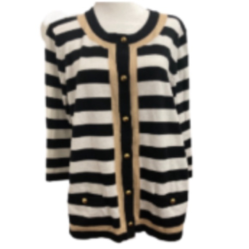 NWT Designers Originals Black & White Sweater Cardigan  Size XL